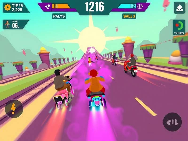 Holi Velocity Quest gameplay screenshot showing colorful racing action
